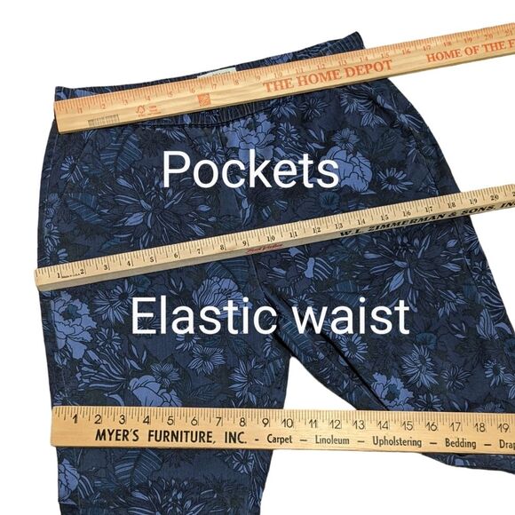 Marine Layer Re-Spun Allison Pant in floral navy - blue elastic waist size Small - Picture 3 of 11